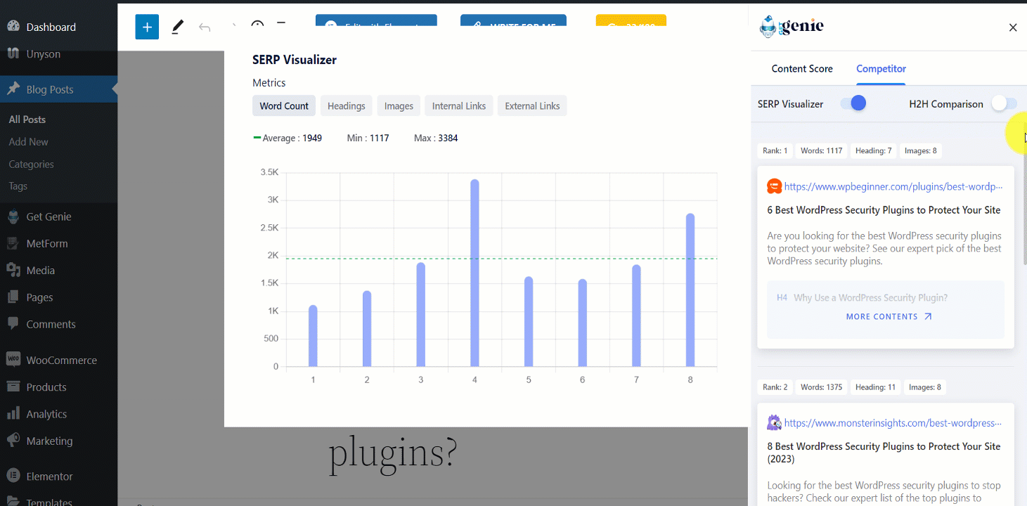 SERP visualizer feature of GetGenie AI is clear and helpful