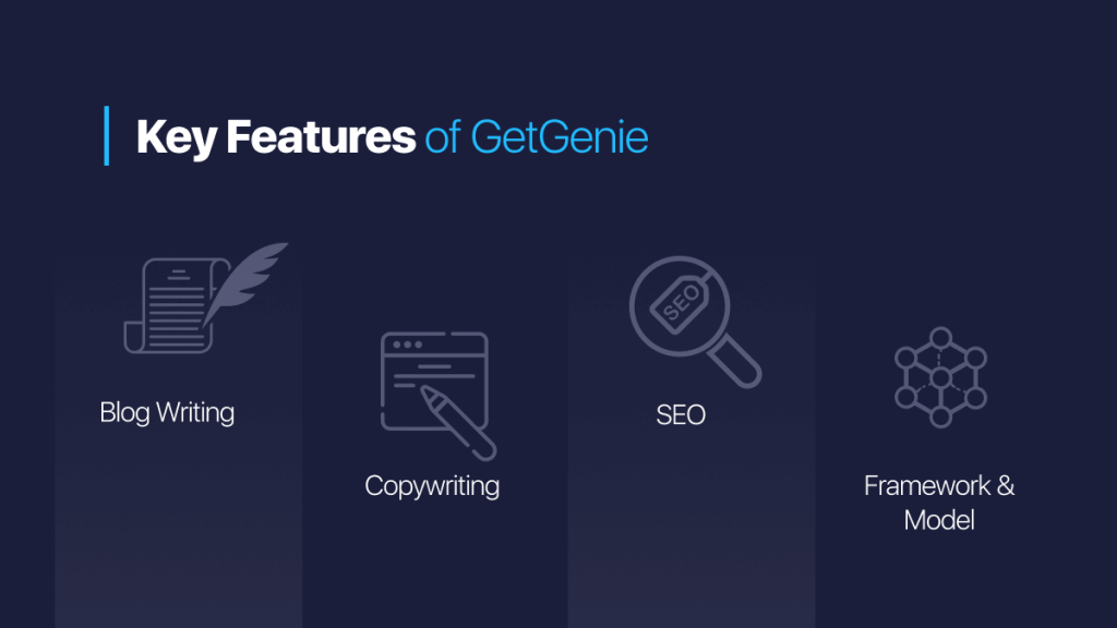 Funciones clave del asistente de contenido GetGenie AI