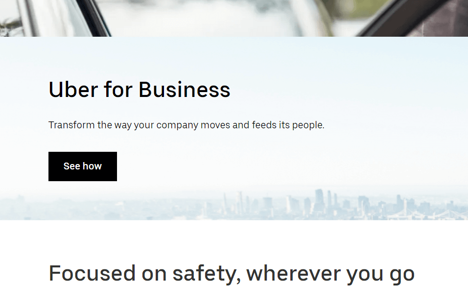 Uber brand tone in home page