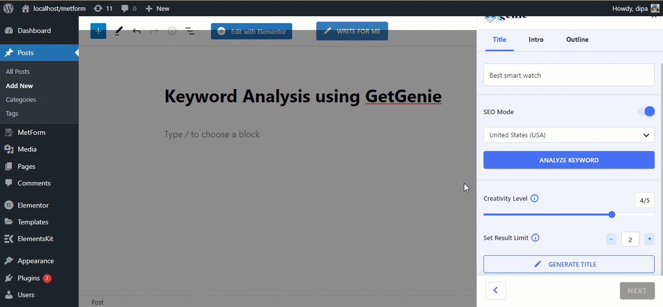 Ai keyword research with GetGenie