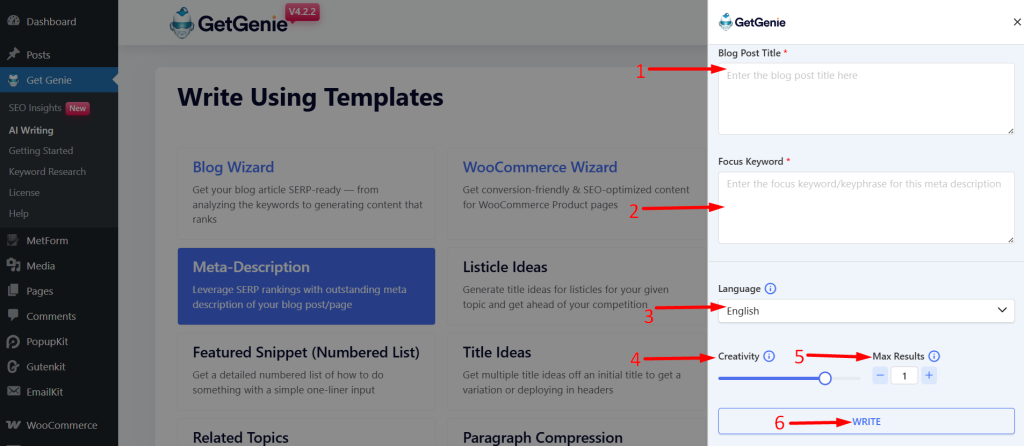 Steps to generate meta description