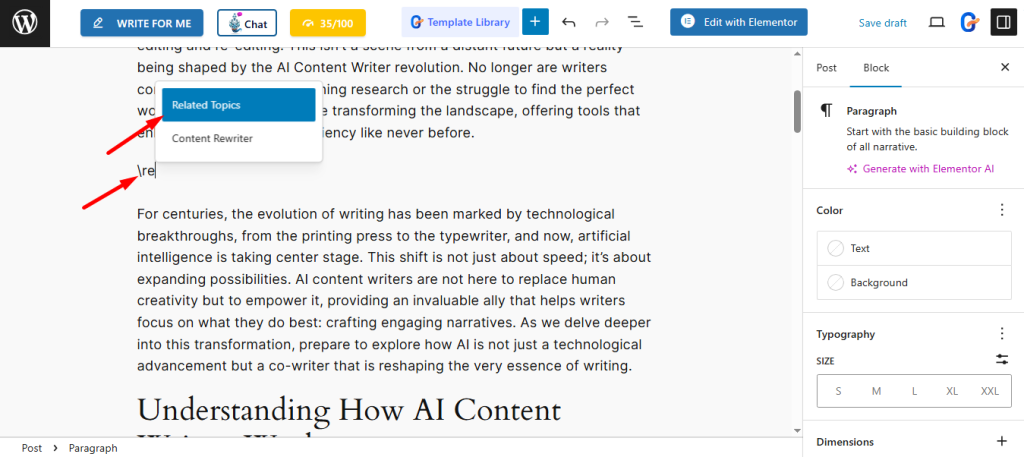 Use GetGenie template to get fast topic ideas while writing blog posts