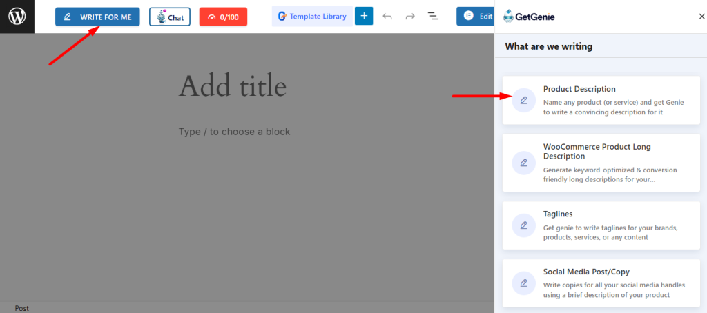 Use Product description template in pages and posts.