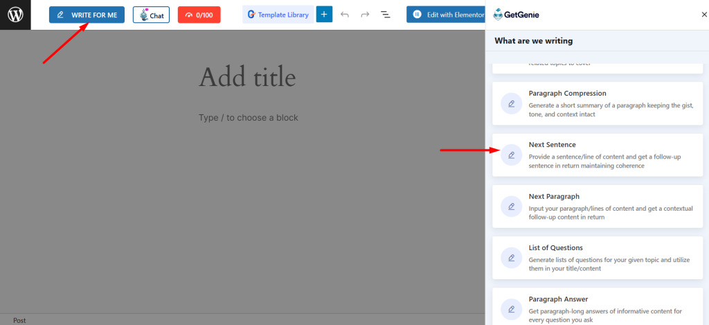 Utilize next sentence template while crafting any content