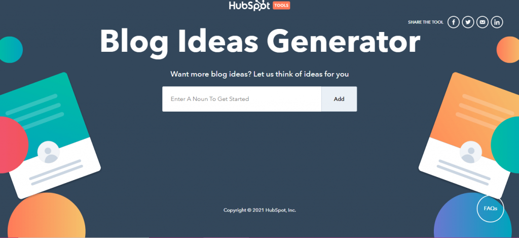 Blog ideas generator by HubSpot