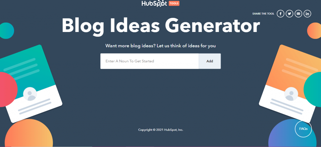 Générateur d'idées de blog par HubSpot