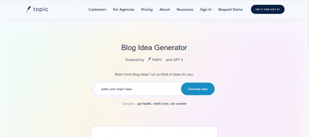 Blog idea generator by Topic