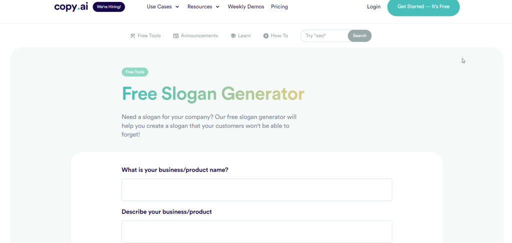 Copy.AI - ai business slogan generator