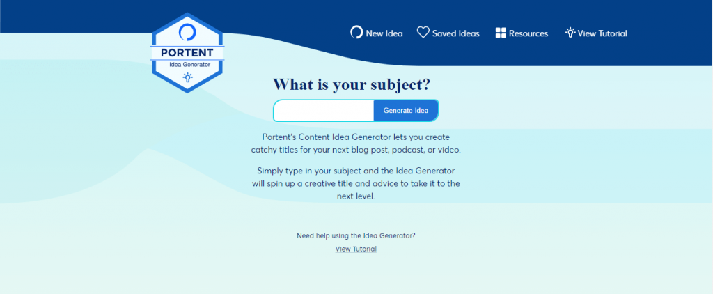 Portent blog ideas generator tool