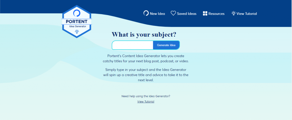Outil générateur d'idées de blog Portent