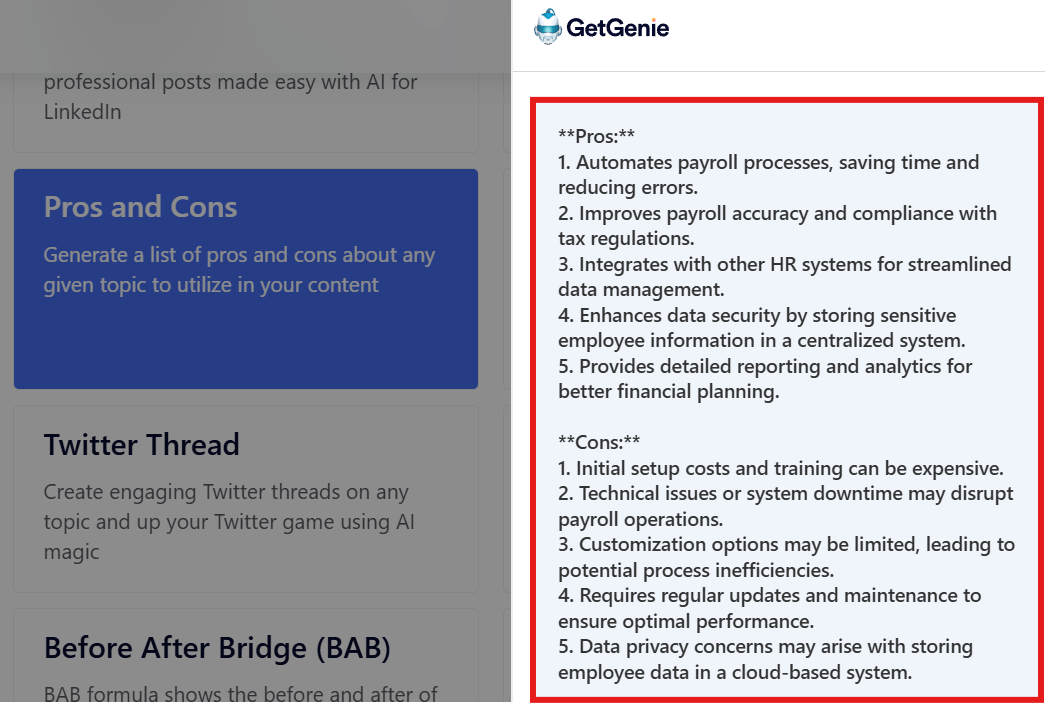 PROS & CONS TEMPLATE