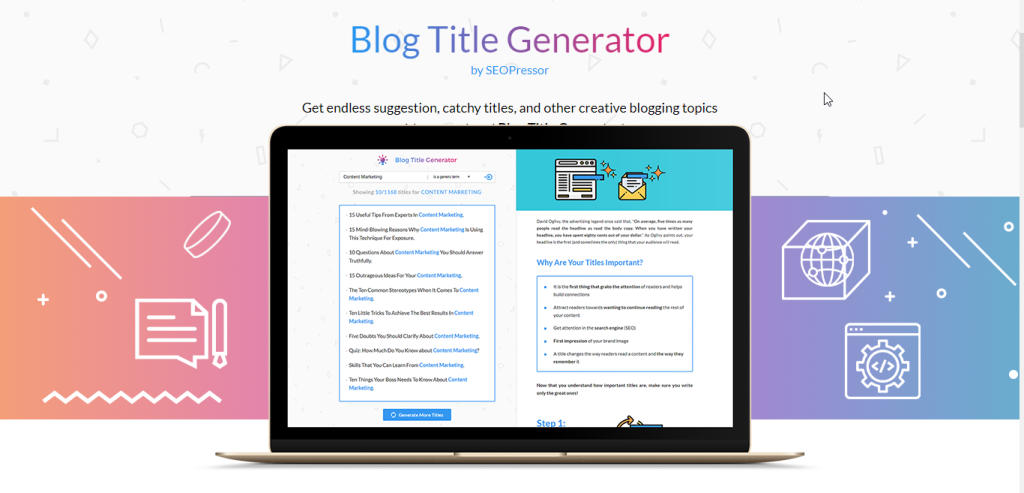 Blog Title Generator por SEOPressor Headline Generators ferramentas geradoras de títulos