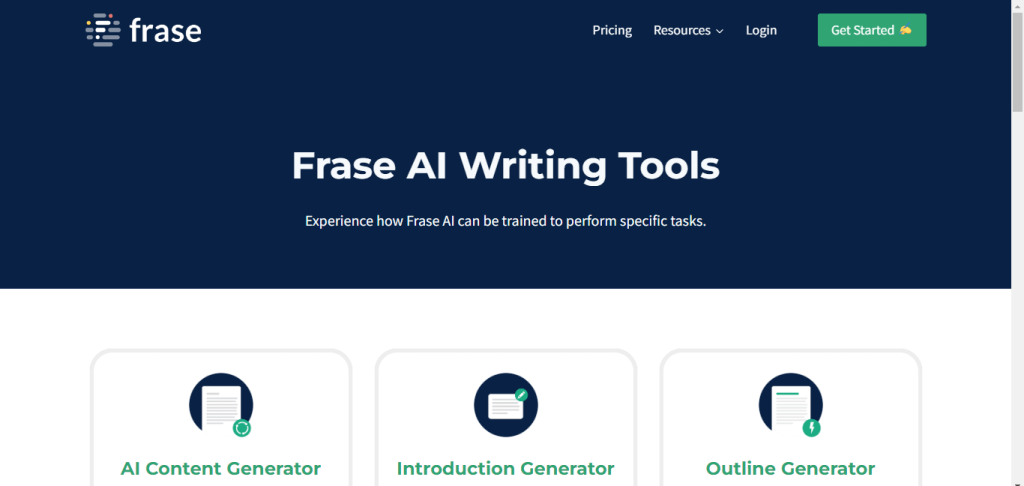 Frase AI blog writing tool