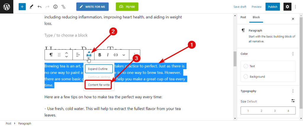 rewrite content using ai blog post writer
