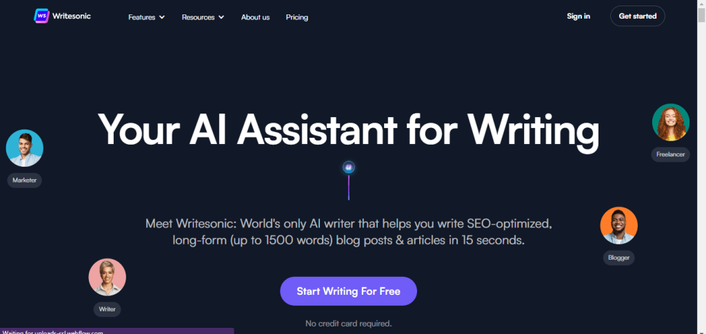 Scrittore di blog sull'intelligenza artificiale Writesonic