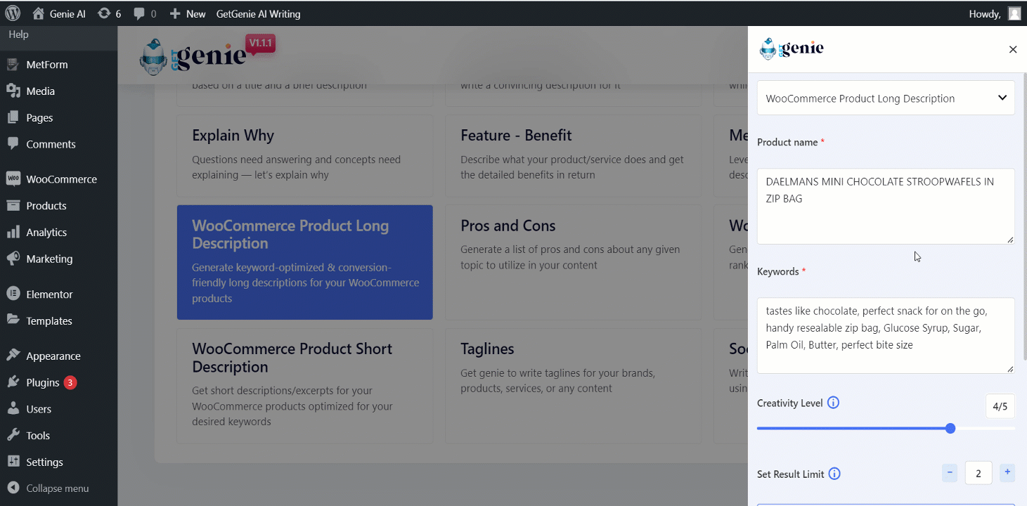 Working with GetGenie AI WooCommerce Product Long Description is easy.