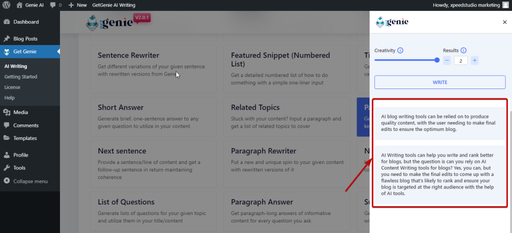 article summary output