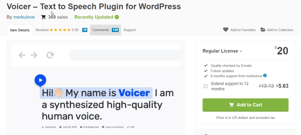 Voicer Text to Speech AI Plugin för WordPress | Bästa ai-plugins för wordpress