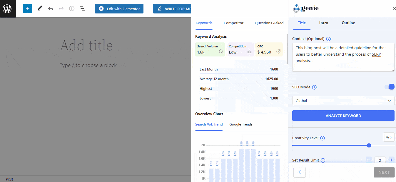 análise de serp com getgenie ai