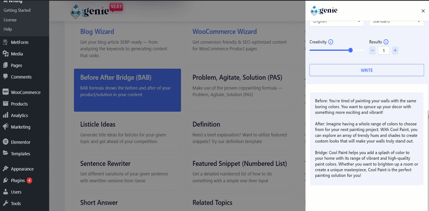 BAB formula for your product