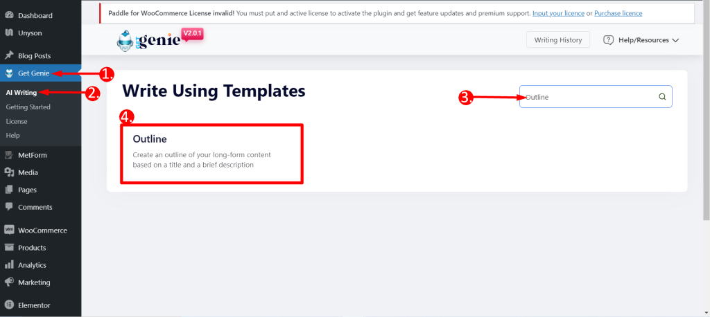 Trouvez facilement un modèle de plan à partir de votre tableau de bord WordPress