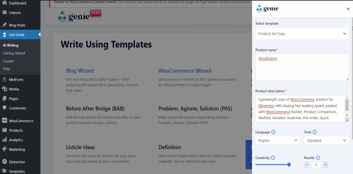 Als kostenloser Generator für Anzeigentexte funktioniert GetGenie AI hervorragend.