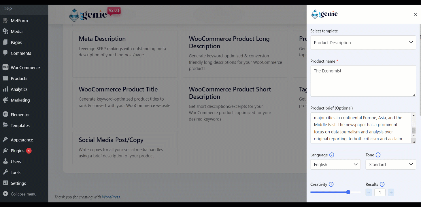 Use GetGenie AI product description template and write fast descriptions for your products.