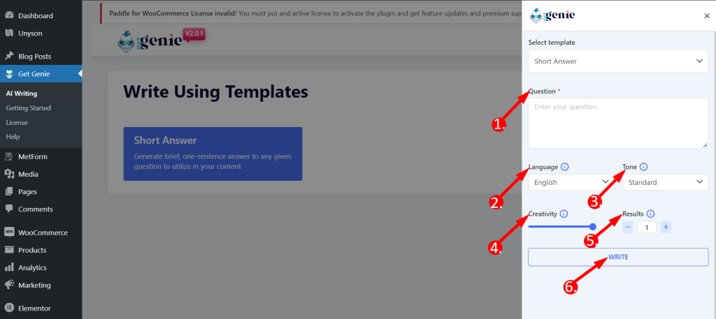 Step by step details to understand GetGenie AI short template