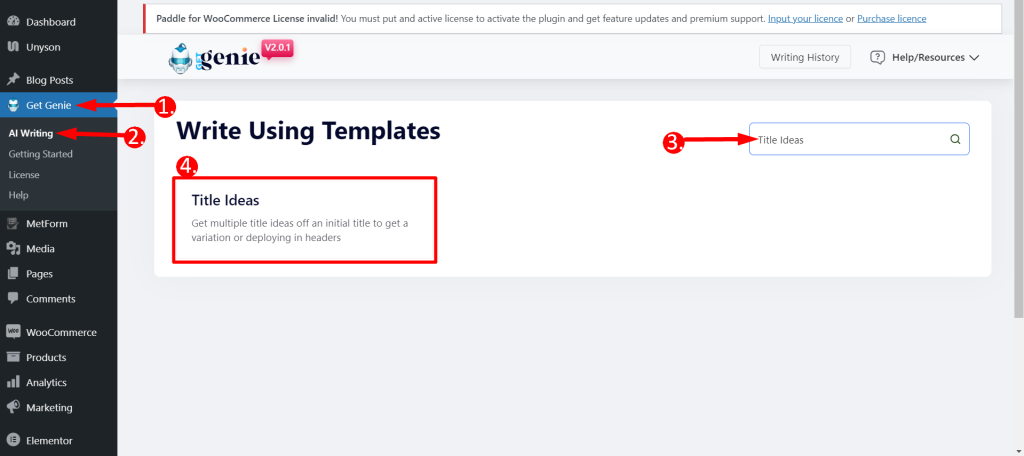 Search Genie templates easily from your dashboard