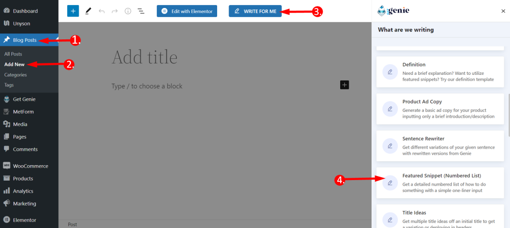 Write one line sentence and get a detailed numbered list content.