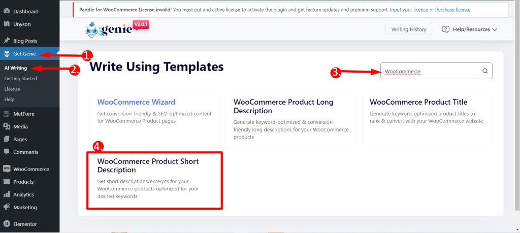 Use WooCommerce Product Short Description template from your WordPress dashboard