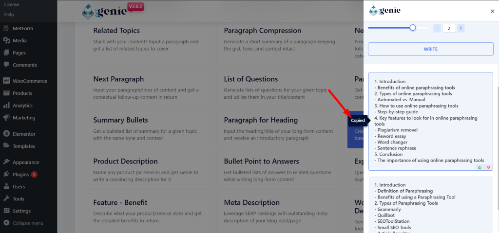 Get a quick outline for your long-form content with the help of GetGenie AI.