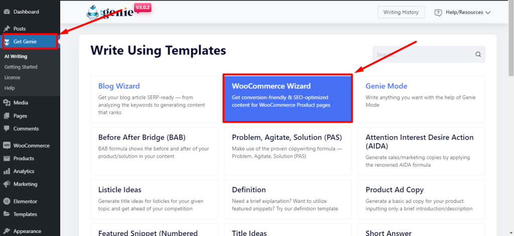 GetGenie WooCommerce Wizard for product description