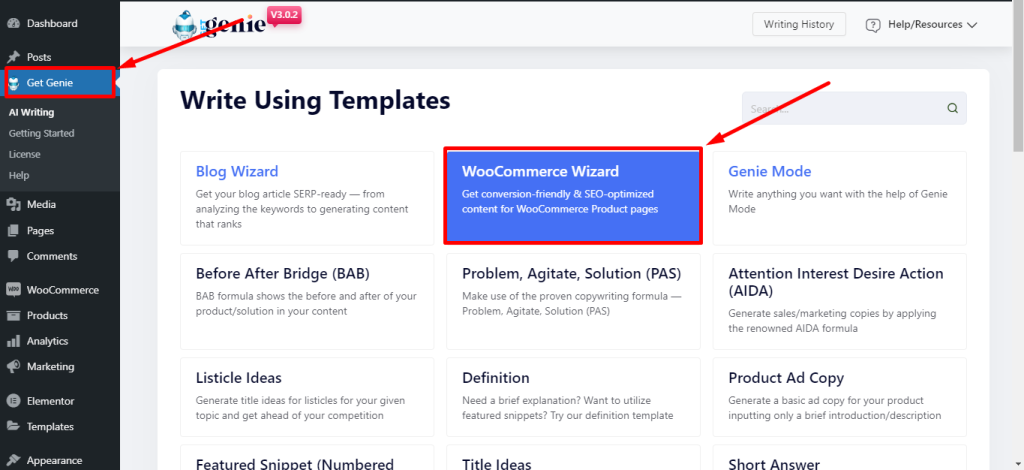 GetGenie WooCommerce Wizard per la descrizione del prodotto che converte