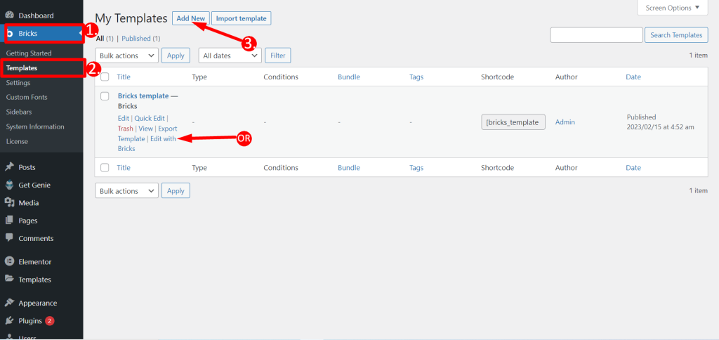 Compatibilidad del constructor de ladrillos con GetGenie