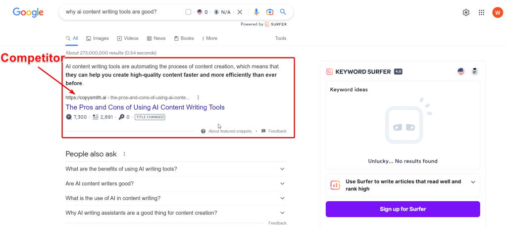Competitor in featured snippet- Write content to rank in  featured snippet