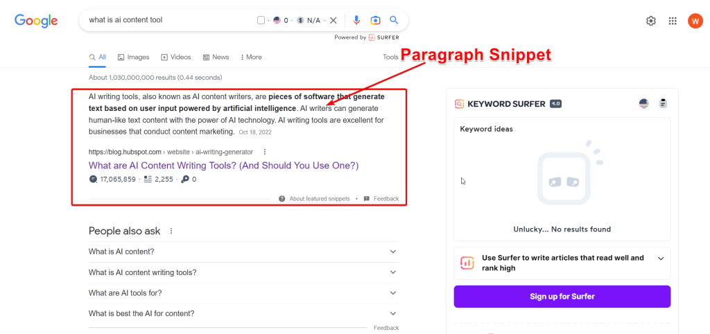 Absatz-Featured-Snippets wie Rang