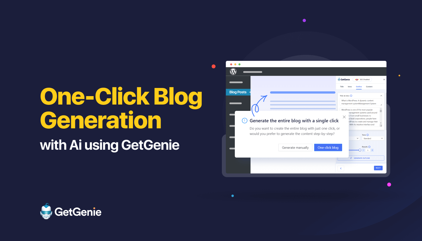 Blog-Generierung mit einem Klick in GetGenie Ai