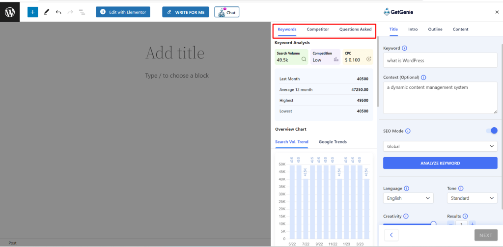 SEO-tilstand af GetGenie