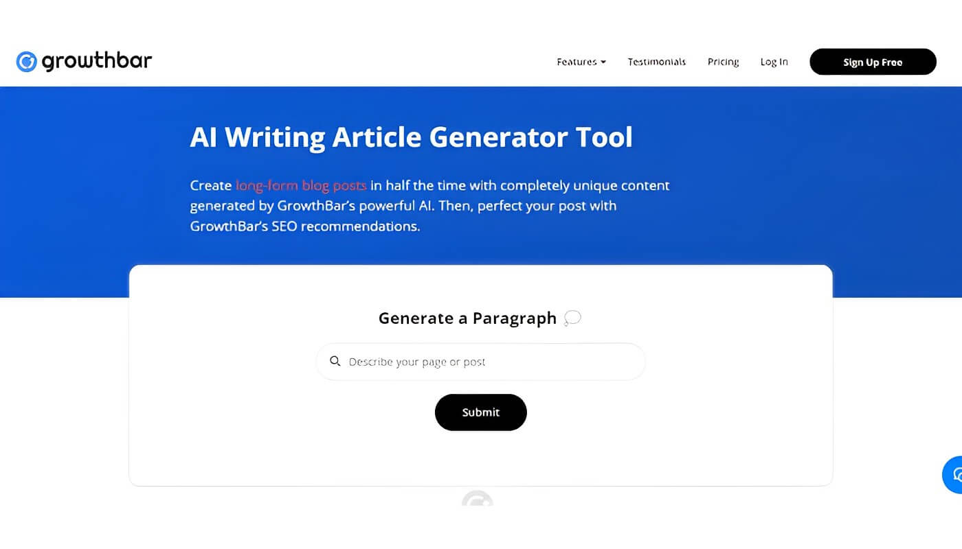 GrowthBar: strumenti Ai per blogger