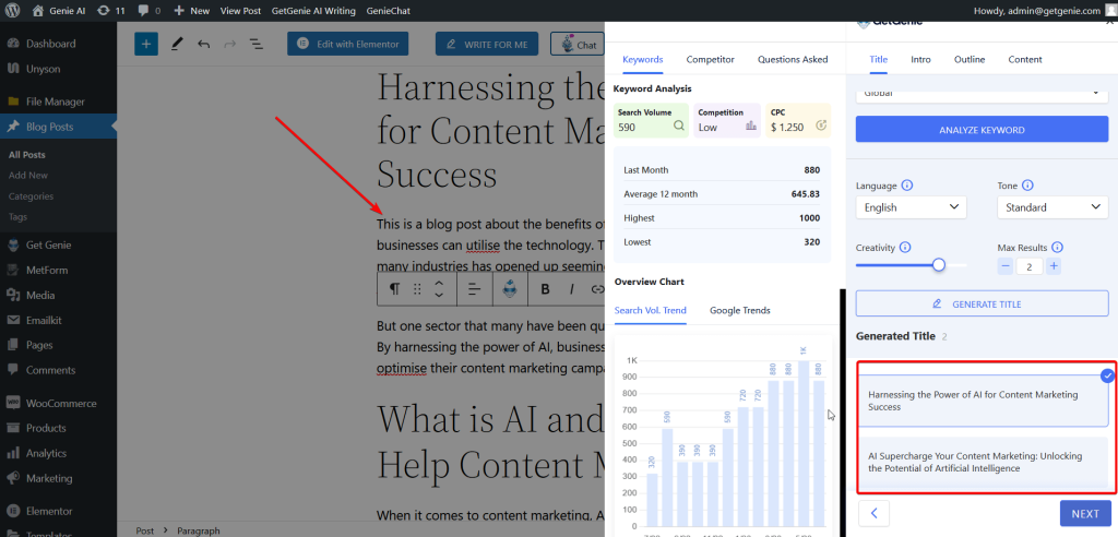 Genera contenido con herramienta de IA