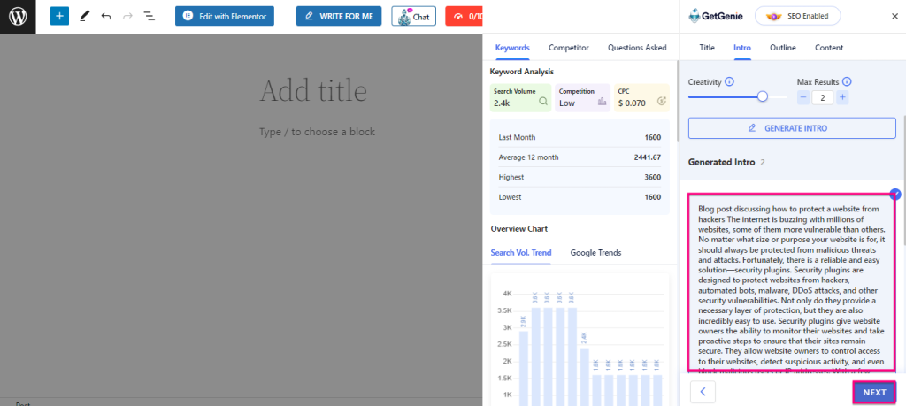 Introduzione al blog generata utilizzando l'assistente di scrittura GetGenie Ai