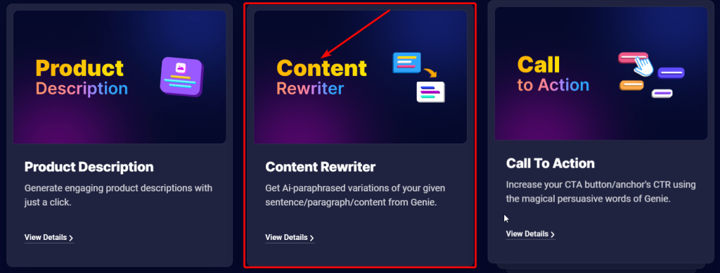 Content Rewriter template on display