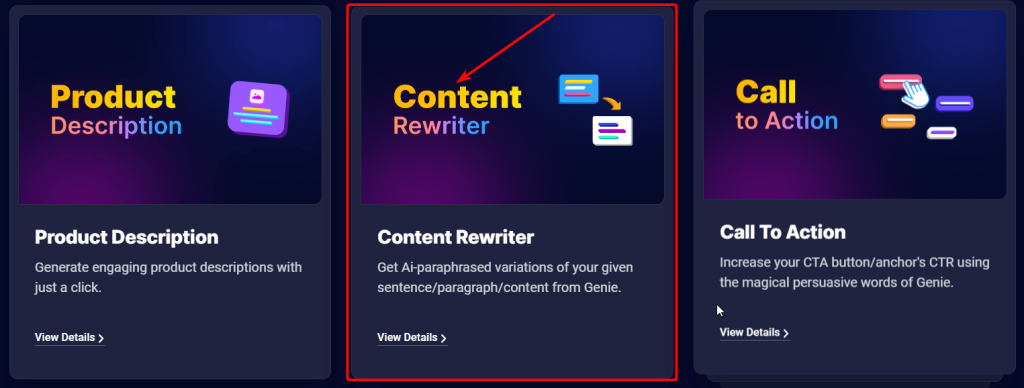 Modello di riscrittura dei contenuti: GetGenie