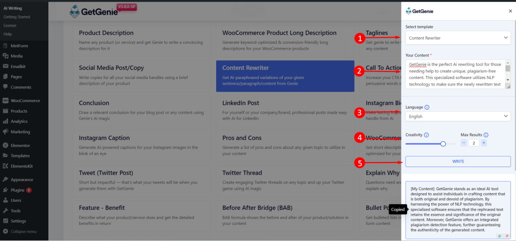 give input til at omskrive paragrafgh uden plagiat ved hjælp af GetGenie AI paragrafgenskriver