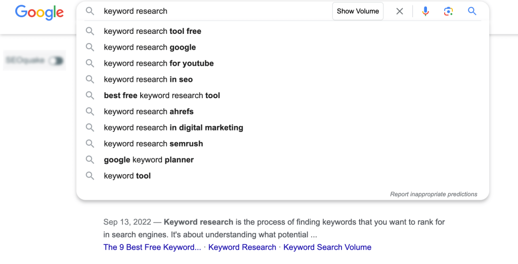 Google auto-complete suggestions to find untapped keywords