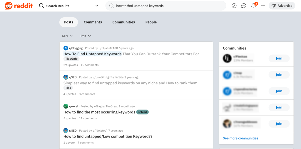 Use forums to find untapped keywords