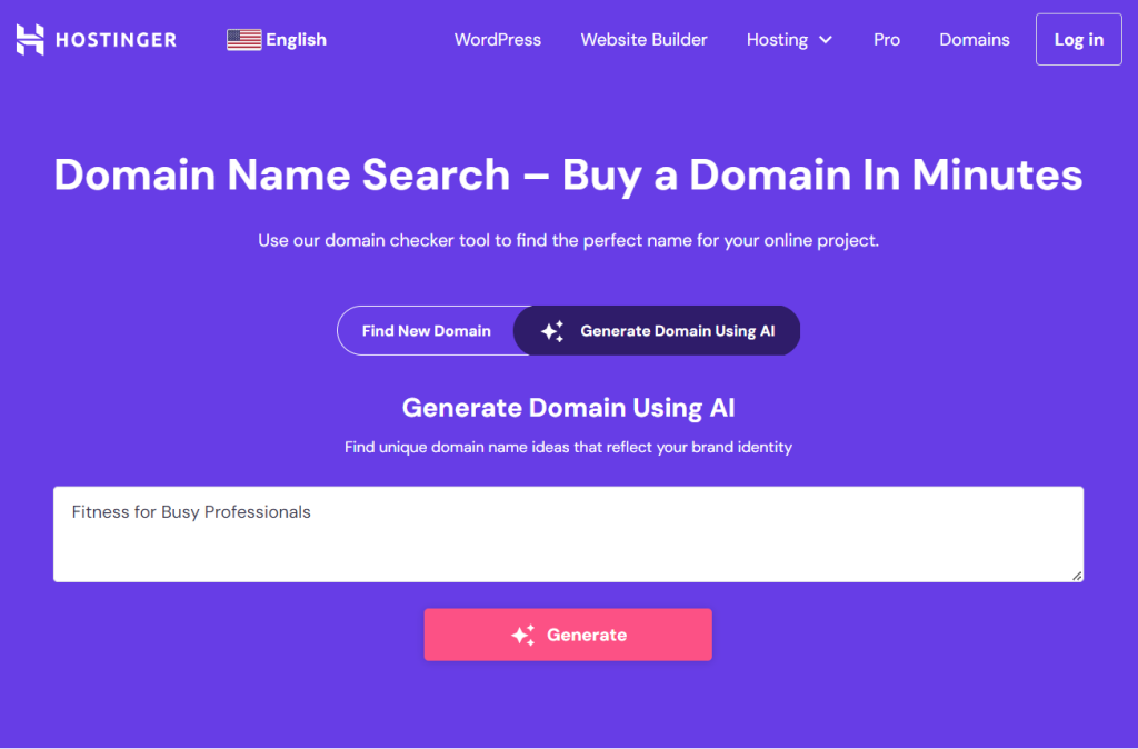 Generate domain name suggestions using AI