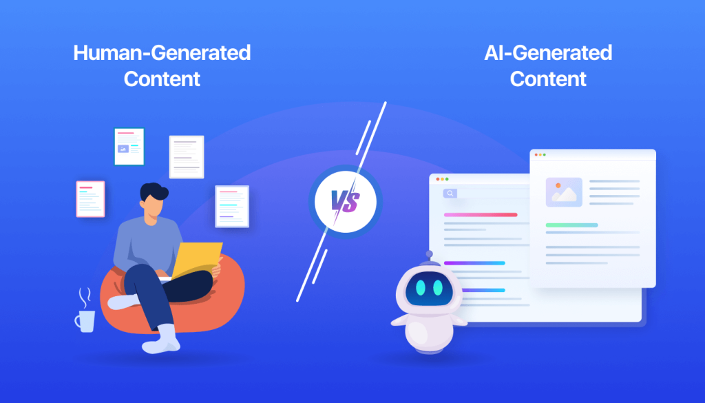 Conteúdo gerado por humanos versus conteúdo de IA 