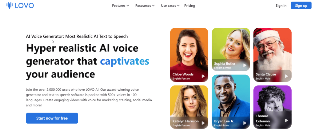 Lovo- AI voice generators and text to speech tools